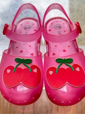 CAT & JACK | 🍒 Lainey Cherry Pink Jelly Velcro Toddler Sandals | Size 10 *RARE